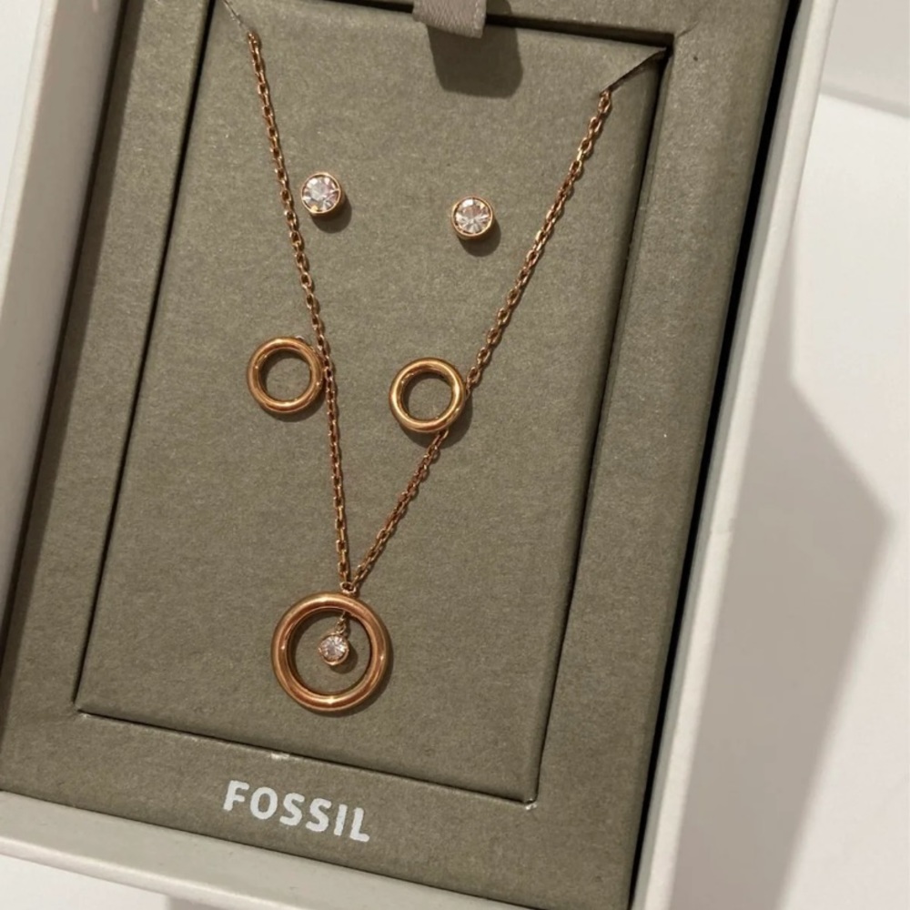 Fossil Necklace and Earrings set